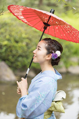 Woman in Japanese traditional fashion
