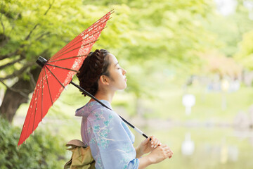 Woman in Japanese traditional fashion