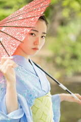Woman in Japanese traditional fashion