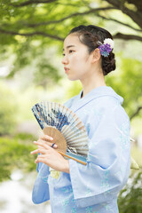 Woman in Japanese traditional fashion