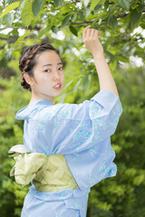 Woman in Japanese traditional fashion