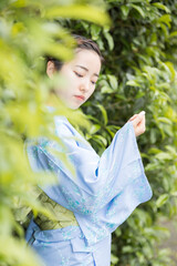 Woman in Japanese traditional fashion