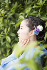 Woman in Japanese traditional fashion
