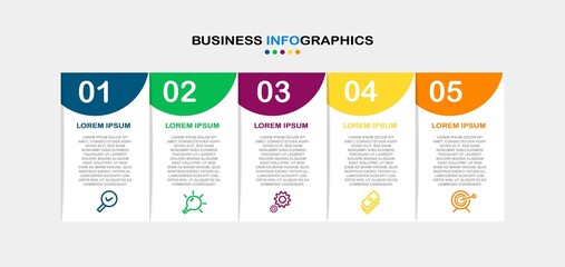 Business Infographic design template Vector with icons and 5 options or steps. Can be used for information, public, process diagram, presentations, workflow layout, banner,flow chart, info graph eps10