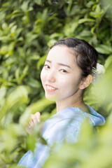 Woman in Japanese traditional fashion