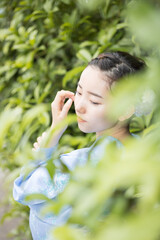 Woman in Japanese traditional fashion
