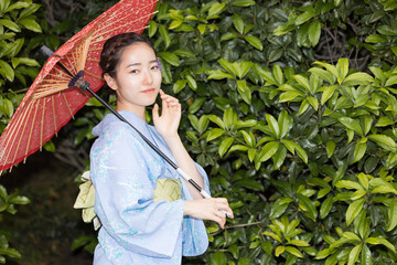 Woman in Japanese traditional fashion