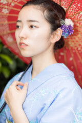 Woman in Japanese traditional fashion