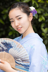 Woman in Japanese traditional fashion
