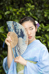 Woman in Japanese traditional fashion