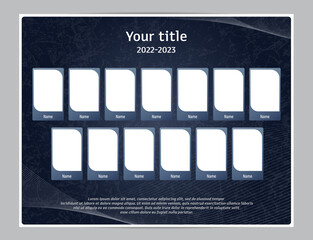 Photo frame mosaic collage  template on abstract dark blue background