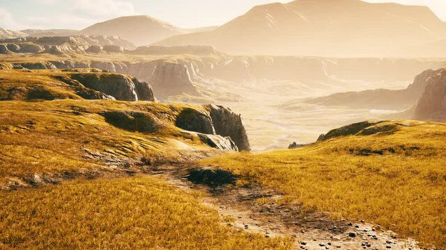 Mountain scenery with dry grass in Afghanistan