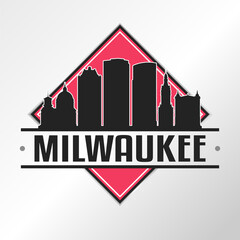 Milwaukee, WI, USA Skyline Logo. Adventure Landscape Design Vector Illustration. - obrazy, fototapety, plakaty