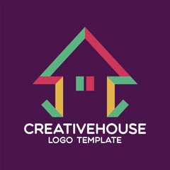 Creative house logo template with modern colorful style
