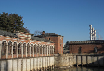 Building at the opening of Canale Cavour canal in Chivasso