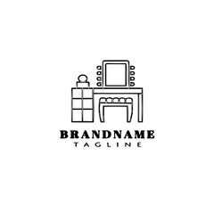 bedroom interior logo cartoon icon design template black cute vector illustration