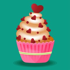Valentine cupcake icon with heart