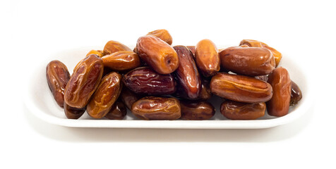 Dates in a white organic box on a white background. Date isolate
