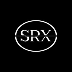 SRX letter logo design with black background in illustrator, vector logo modern alphabet font overlap style. calligraphy designs for logo, Poster, Invitation, etc.