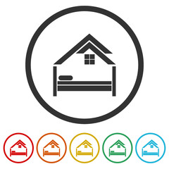 Hotel icon isolated on white background, color set