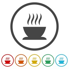 Hot drink icon isolated on white background, color set