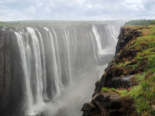 View of the Victoria Falls on the Zambezi River in Africa
