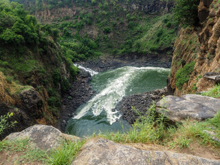 View of the Zambezi Gorge and River in Zimbabwe, Africa