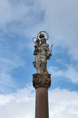 Murnau, Bavaria, Germany: Marian column in the center of the city