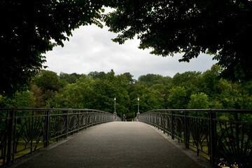 Munich, Germany: historical bridge over the Isar river