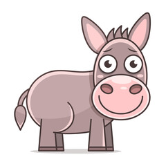 donkey cute illustration, donkey cartoon, donkey vector, donkey