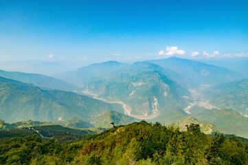 Tourist spot Ramitey view point - Sikkim, India. From this view point, twists and turns of river Tista or Teesta can be seen below, River Tista flows through sikkim state.