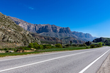 Naklejka premium view of the picturesque road in the Baksan gorge
