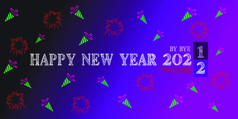 Fototapeta na wymiar banner or template with greetings happy new year 2022 and goodbye 2021