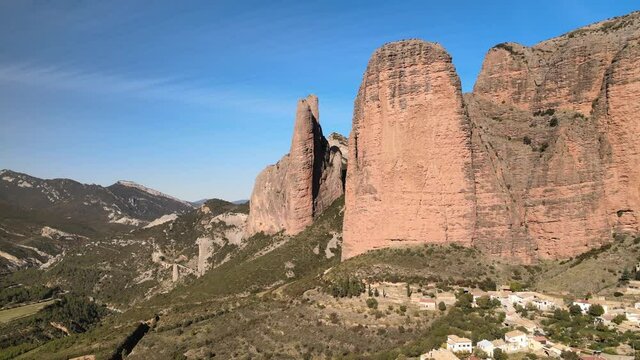 The Mallos de Riglos are a set of conglomerate rock formations in Spain.