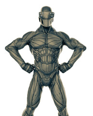 super hero in a exosuit got the power