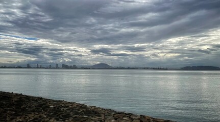 beautiful morning scene by the sea