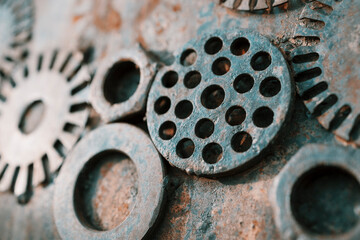 Full Frame Shot Of Rusty Metal . Selective focus