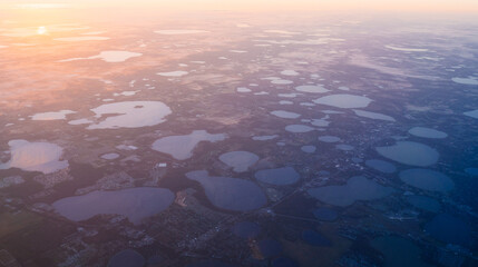 Aerial view of lake in Florida in the morning