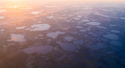 Aerial view of lake in Florida in the morning