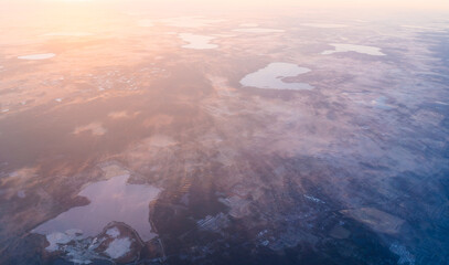 Aerial view of lake in Florida in the morning