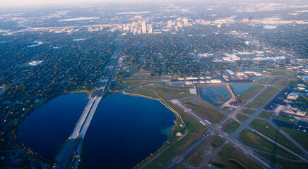 Aerial view of lake in Florida in the morning