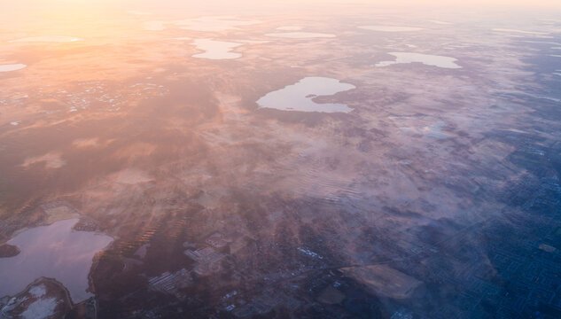 Aerial View Of Lakeland, Florida In The Morning	