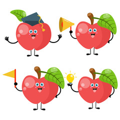 A collection of cute apple cartoon illustration characters 1
