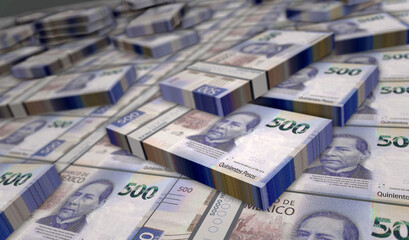 Mexico Pesos money banknotes pack 3d illustration