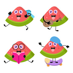 A collection of cute watermelon cartoon illustration characters 1