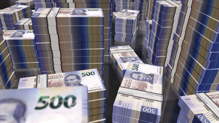 Mexico Pesos money banknotes pack 3d illustration