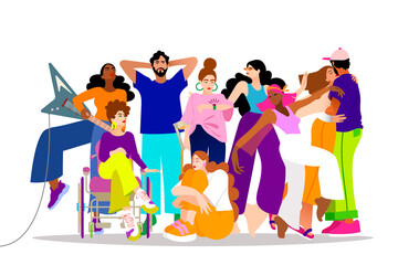 group of diverse people with visible and invisible illnesses 