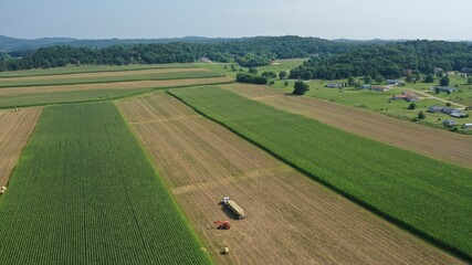 Wisconsin Farmer working in Field (Aerial Drone Photography) 