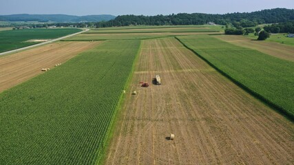 Wisconsin Farmer working in Field (Aerial Drone Photography) 