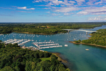 Fototapeta premium aerial view on the harbor of benodet in brittany